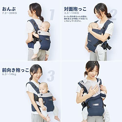 ANMERCO baby sling ... string multifunction front position baby carrier against surface .. front direction .. baby backpack newborn baby from 3 -years old till ventilation light weight storage easy, dark g