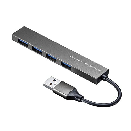 サンワサプライ USB3.2 Gen1 4ポート スリムハブ USB-3H423SN シルバー_画像1