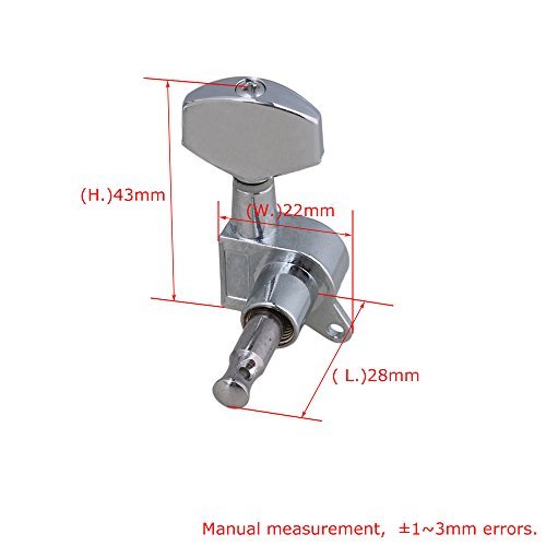 Yibuy クローム アコースティックギターのチューニングペグ チューナーマシンペグ 3L3R(クローム仕上げ)
