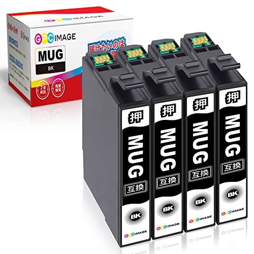 GPC Image 互換インクカートリッジ マグカップ MUG-BK ブラック (計4本) 増量タイプ エプソン(Eps_画像1