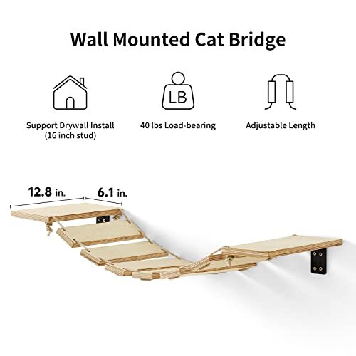 FUKUMARU キャットステップ 吊り橋 キャットウォーク DIY 木製 遊び場 猫 猫用 棚 32.5cm_画像2