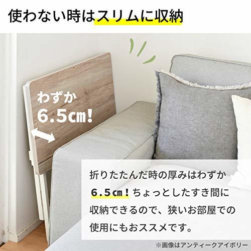 [山善] 折りたたみ デスク 幅80×奥行40×高さ70cm コンパクト 傷・汚れ・水分・熱に強い天板(メラミン加工) なめらかな表面 角が丸いの画像6