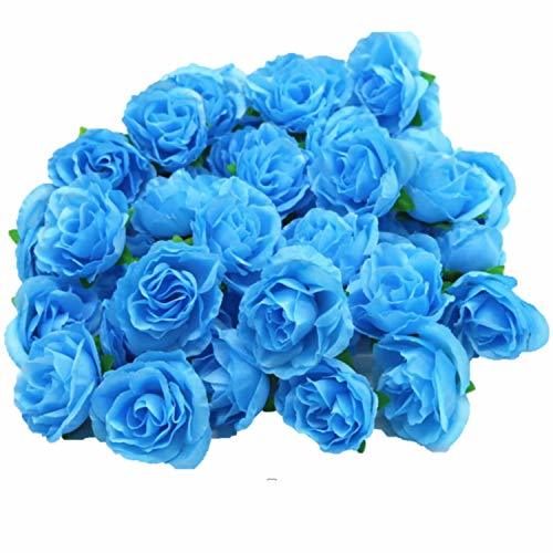 (Mikishin) роза искусственный цветок 50 шт 3cm букет rose роза свадьба брошь оборудование орнамент ( голубой )