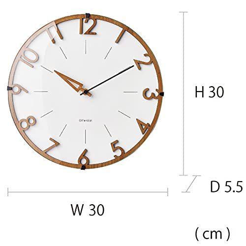 インターフォルム 掛け時計 電波時計 CL-3707 フィッセ ホワイト ライトブラウン 木 直径30cm×奥行5.5cm_画像6