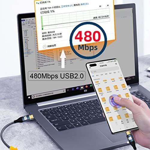 chenyang USB C to USB C 240W ケーブル 480Mbps 48V 5A 90 度ロープロファイ_画像6