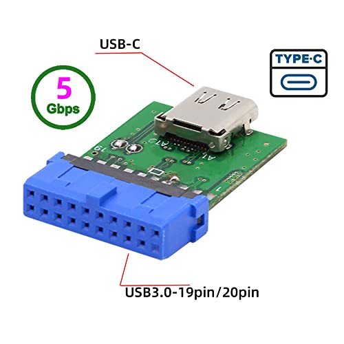 Cablecc USB 3.1 タイプ C USB-C メス シングル ポートから 5Gbps USB 3.0 19pi_画像4