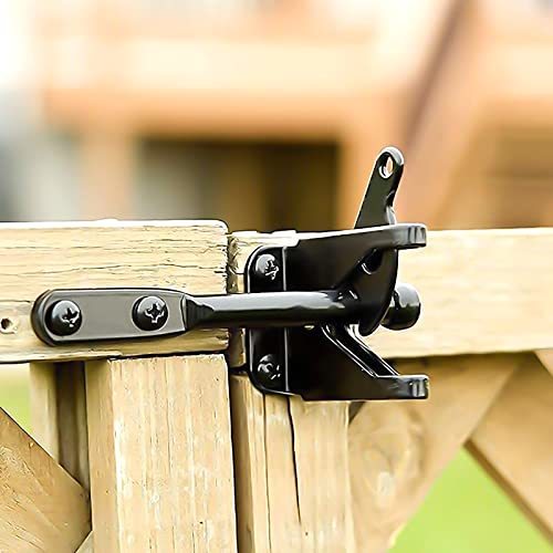 Linkidea self lock gate -ply power latch carbon steel springs installing adjustment possible gate latch cable pull attaching 