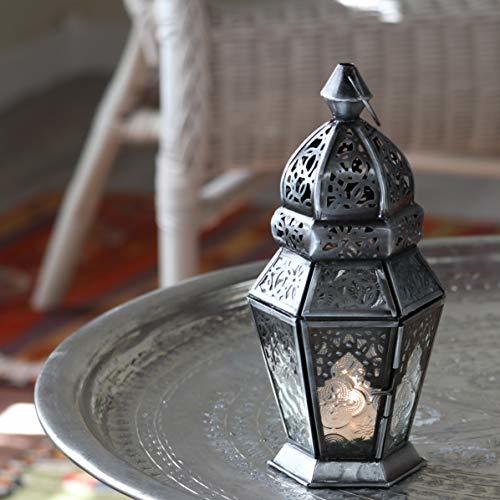 モロッコランタン・キャンドルホルダー 高さ23cm オリエンタルランプ6面のレリーフガラス Morocco Lantern Candle hol_画像8