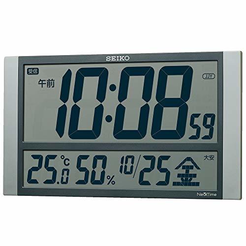  Seiko clock wall clock office type radio wave digital calendar temperature humidity display Seiko nek baby's bib m silver color metallic body size :