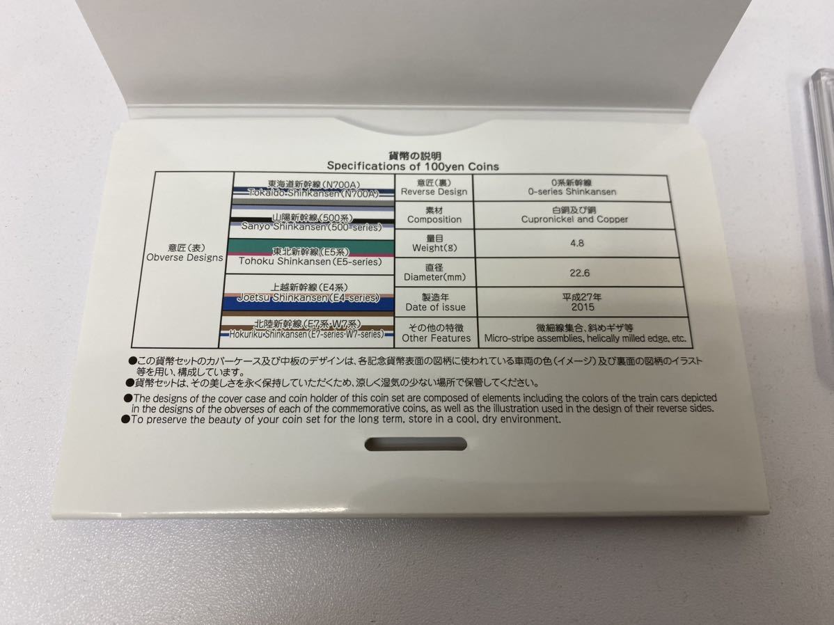 【E/F443815】新幹線鉄道開業50周年記念　百円クラッド　貨幣セット　平成27年銘　5点セット　500円_画像10