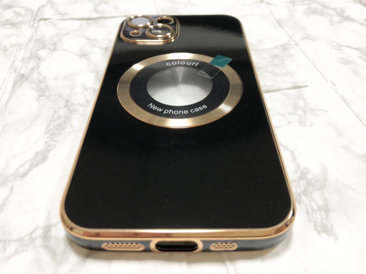 iPhone13 ケース MagSafe black gold ブラック ゴールド 黒 金 おしゃれ かわいい iPhone アイフォン ワイヤレス充電 耐衝撃_画像6