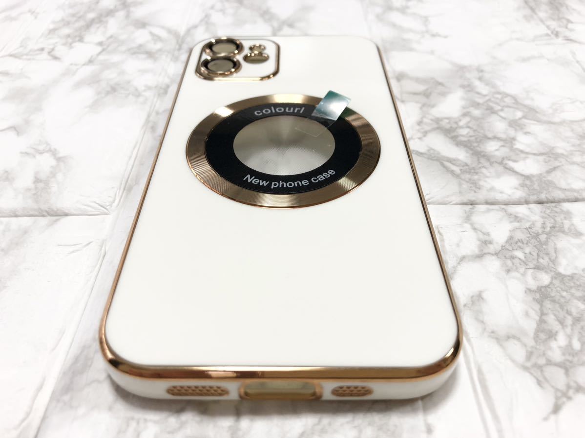 実物写真あり iPhone12 ケース MagSafe white gold ホワイト ゴールド 白 金 おしゃれ かわいい iPhone アイフォン ワイヤレス充電 耐衝撃_画像6