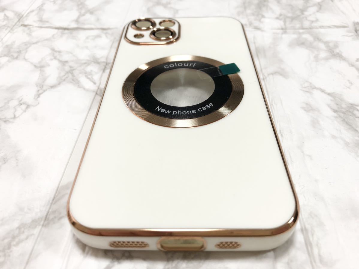 実物写真あり iPhone13 ケース MagSafe white gold ホワイト ゴールド 白 金 おしゃれ かわいい iPhone アイフォン ワイヤレス充電 耐衝撃_画像6