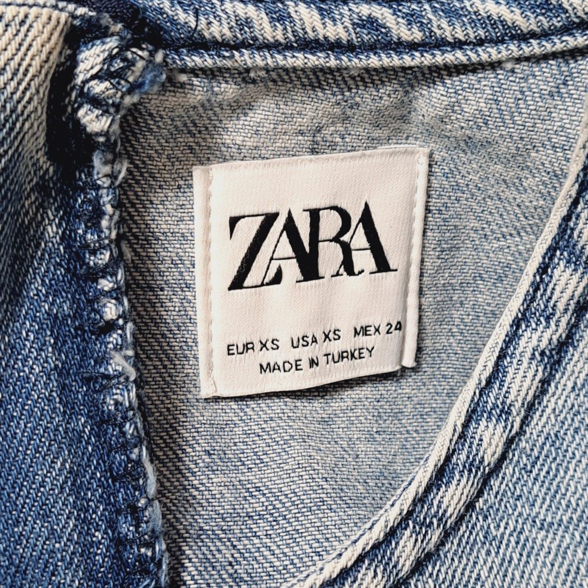 ZARA　デニムミニワンピース　80's パフスリーブ　Mサイズ相当　インディゴ ミニ丈