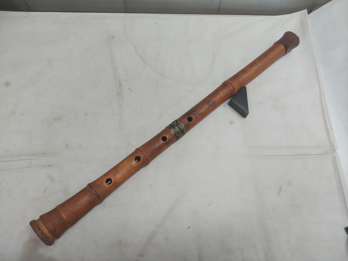 レトロ!!　竹製 尺八 在銘【 耕象？　全長61cm 386g 】中継 二本継ぎ 和楽器 管楽器 縦笛 美術品 ／1_画像1