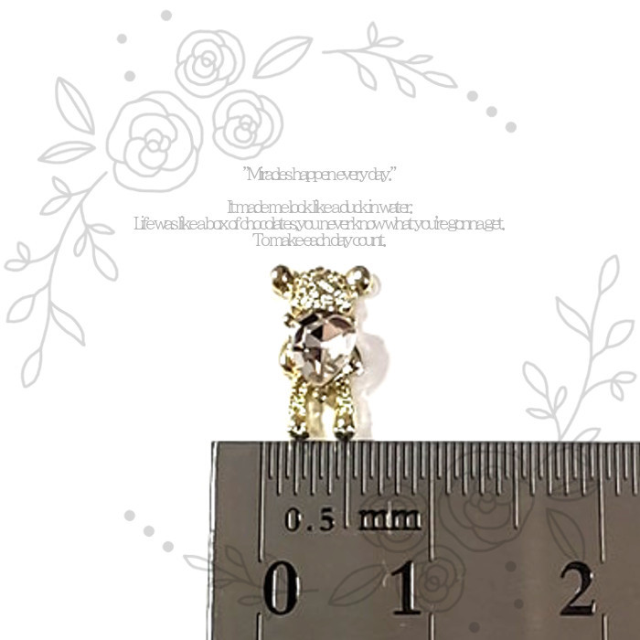 [4P] Bear bear Kirakira Stone Gold [6.3mm×11mm] Nailparts 