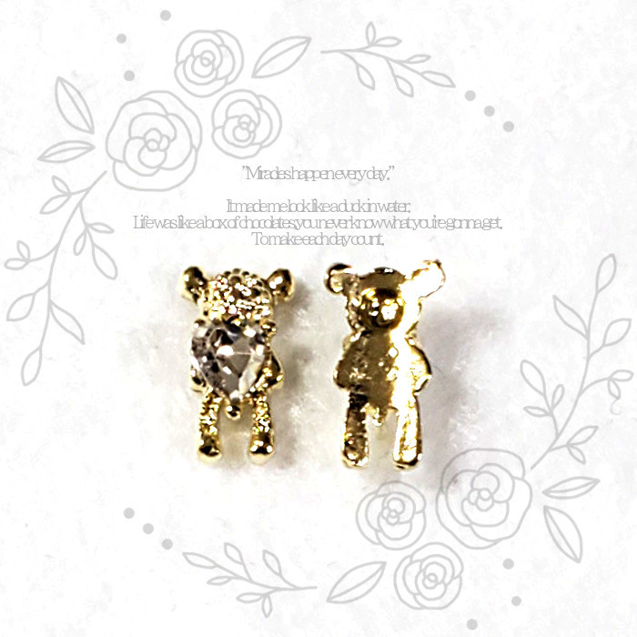 [4P] Bear bear Kirakira Stone Gold [6.3mm×11mm] Nailparts 