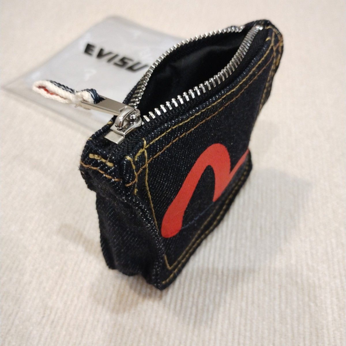 【レア】Evisu デニム コインケース 美品】EVISU/エヴィス コインケースとステッカー のセット