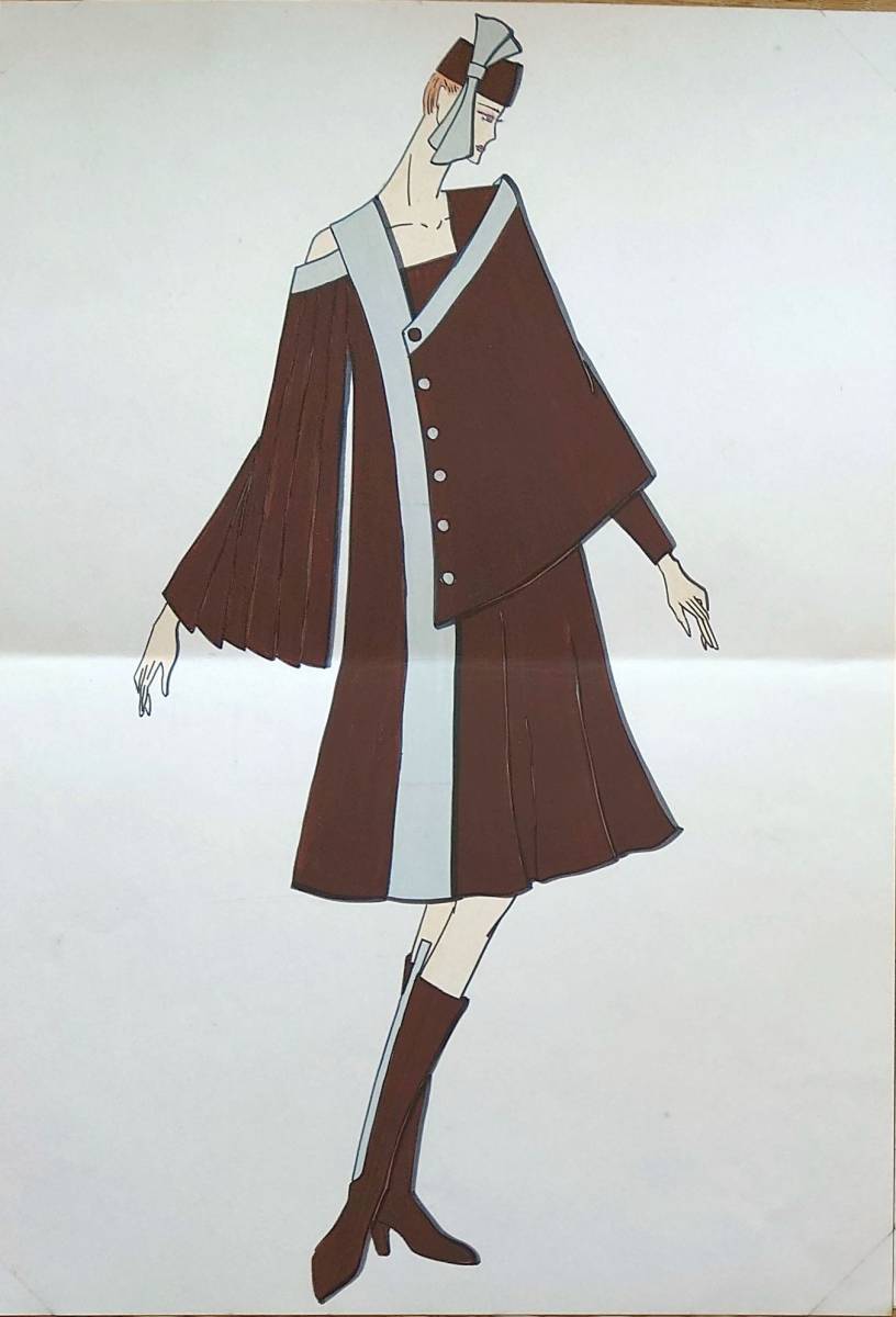 f240201204〇彩色原画 ファッション デザイナー スケッチブック 女性 イラスト〇和本古書古文書_画像1