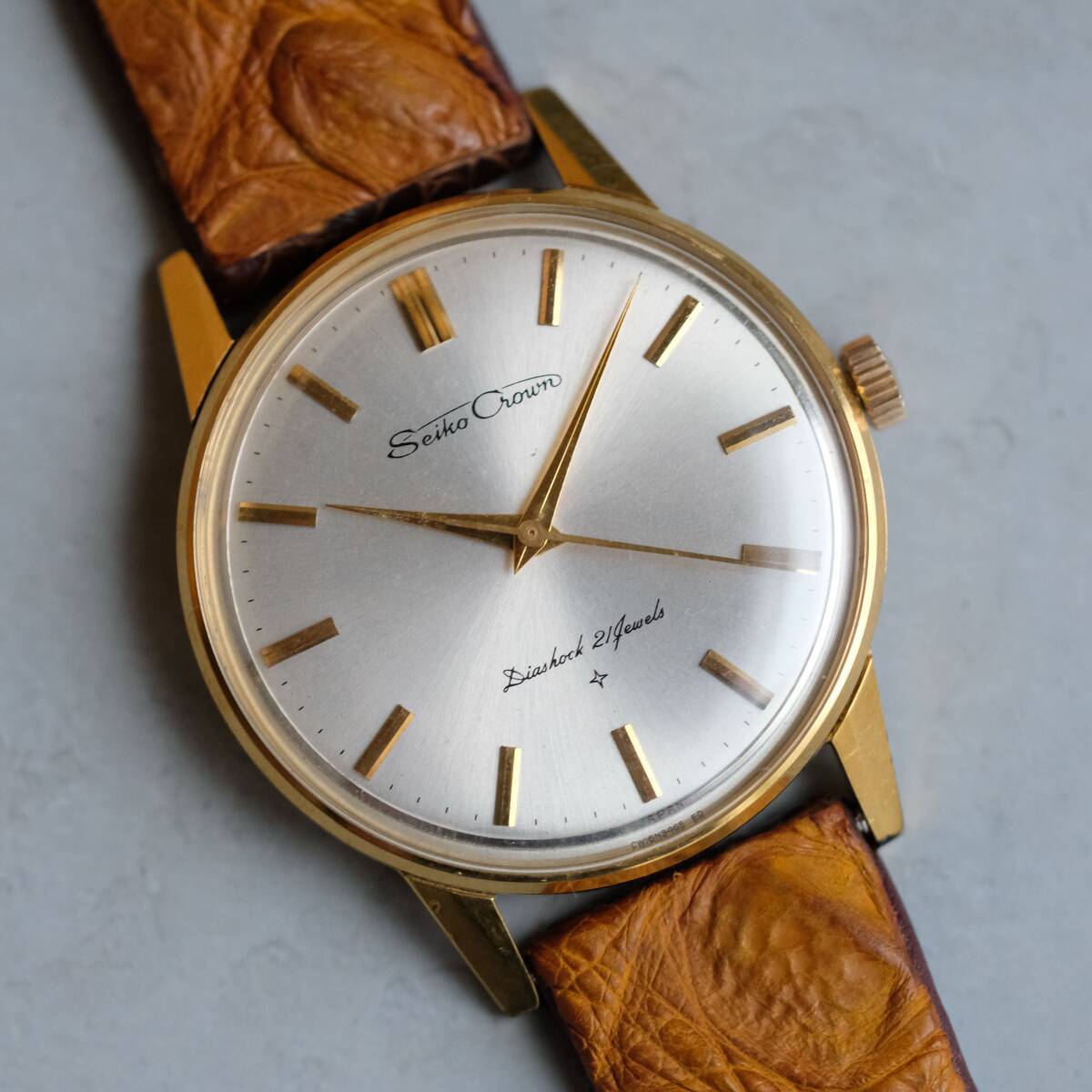 稼動品 SEIKO CROWN セイコー クラウン シルバー文字盤 AD 16002 AEGP 手巻き 1964年製 アンティーク腕時計 _画像2