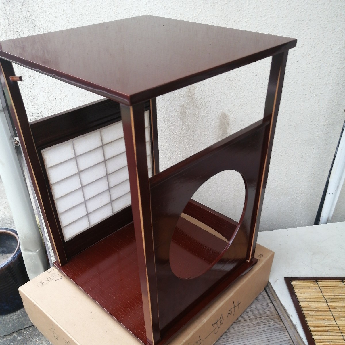 吉野棚　組み立て式　木製　茶道具　棚　茶棚　漆　漆器　紙箱_画像4