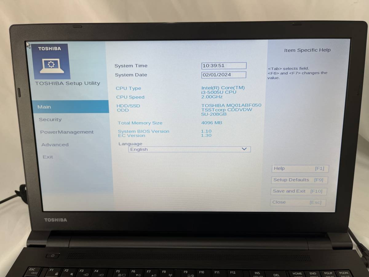 東芝 dynabook Satellite B35/R［Intel Core i3-5005U／メモリ4GB／HDD500GB／DVD／15.6インチ］ノートパソコン【ジャンク】472_画像2