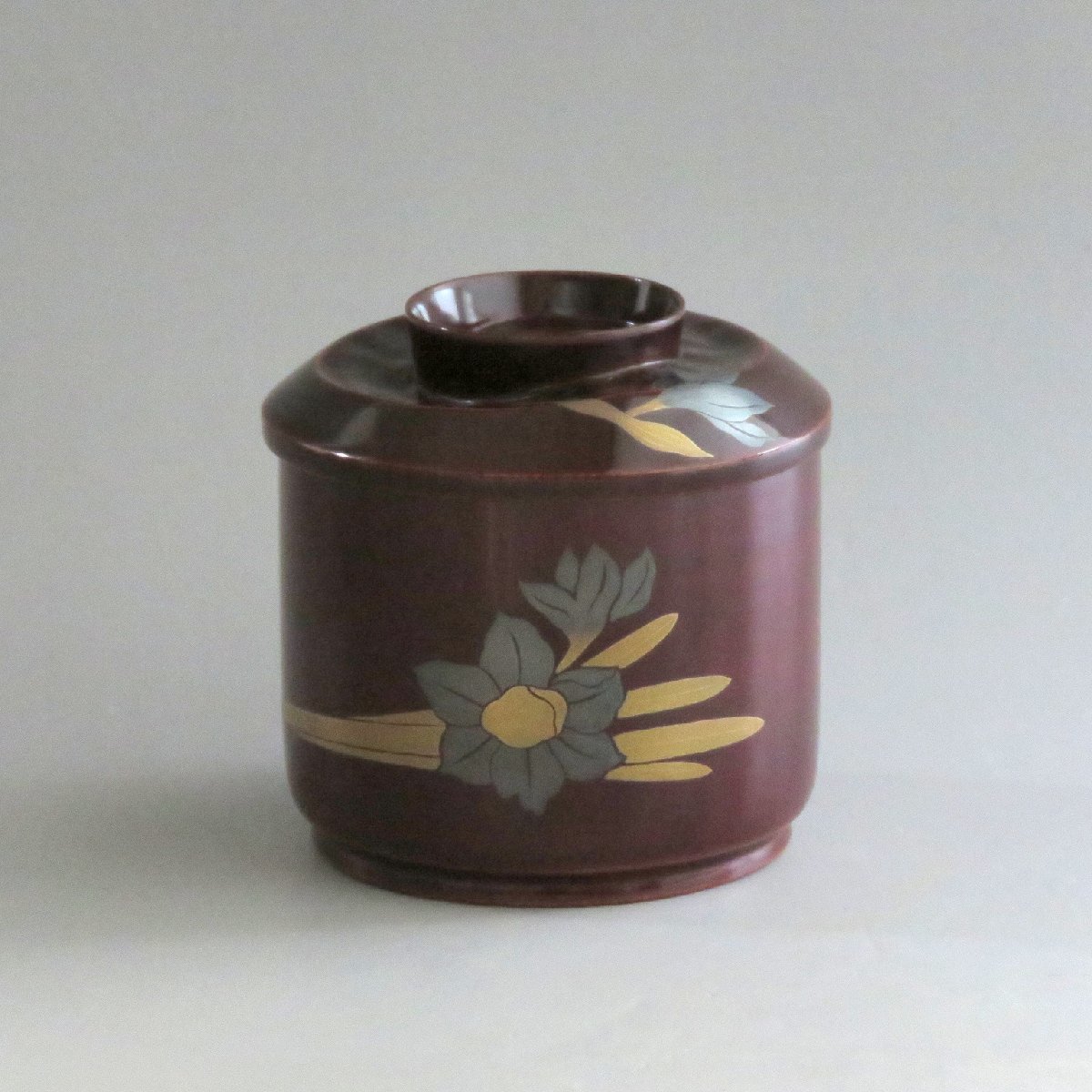 ◆◇時代 竹溜塗 水仙蒔絵 小吸物椀 蓋向付 lacquer ware◇◆和食器 懐石 おしゃれなうつわ dby9826-x_画像2