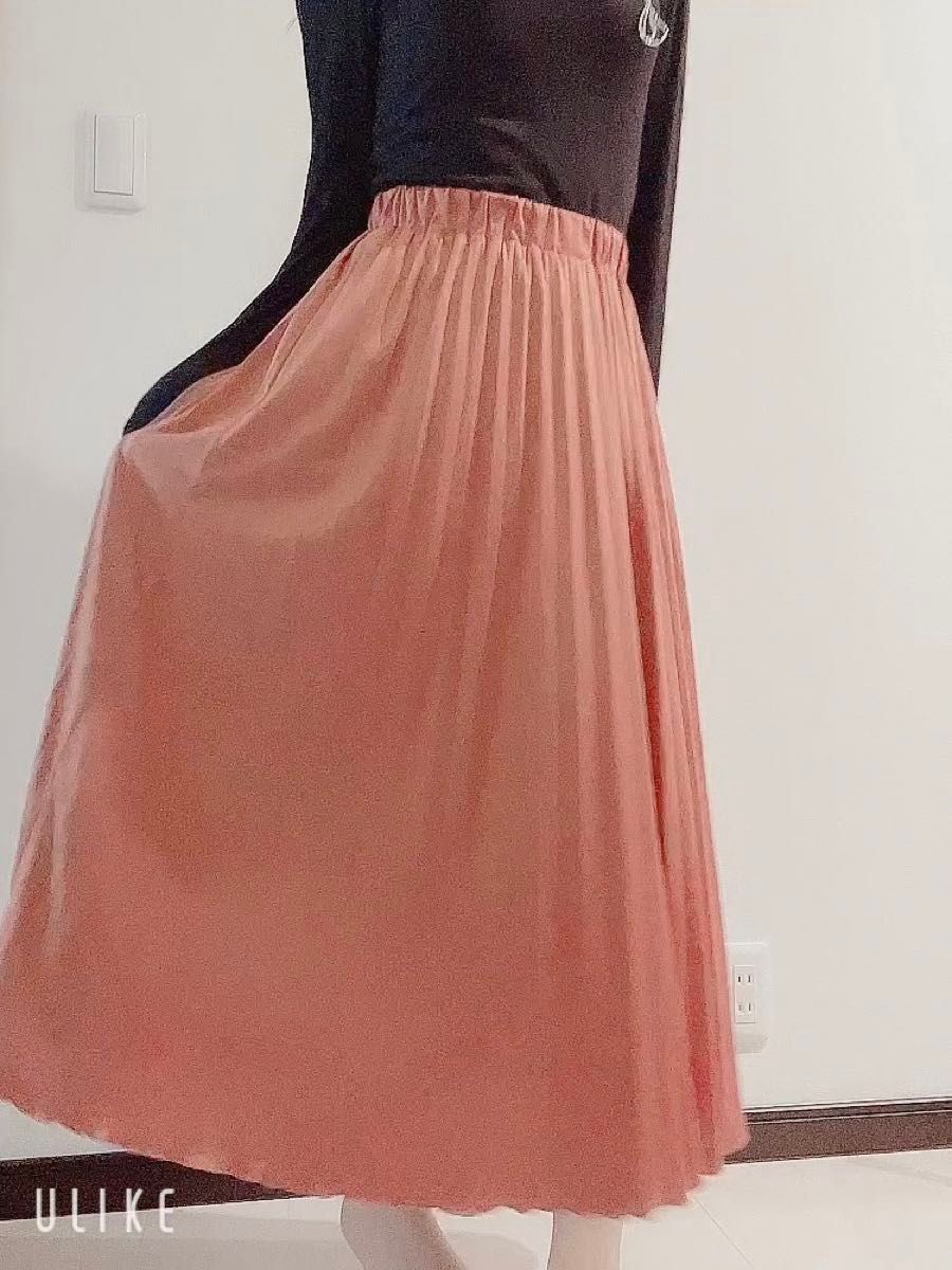 プリーツスカート くすみオレンジ色