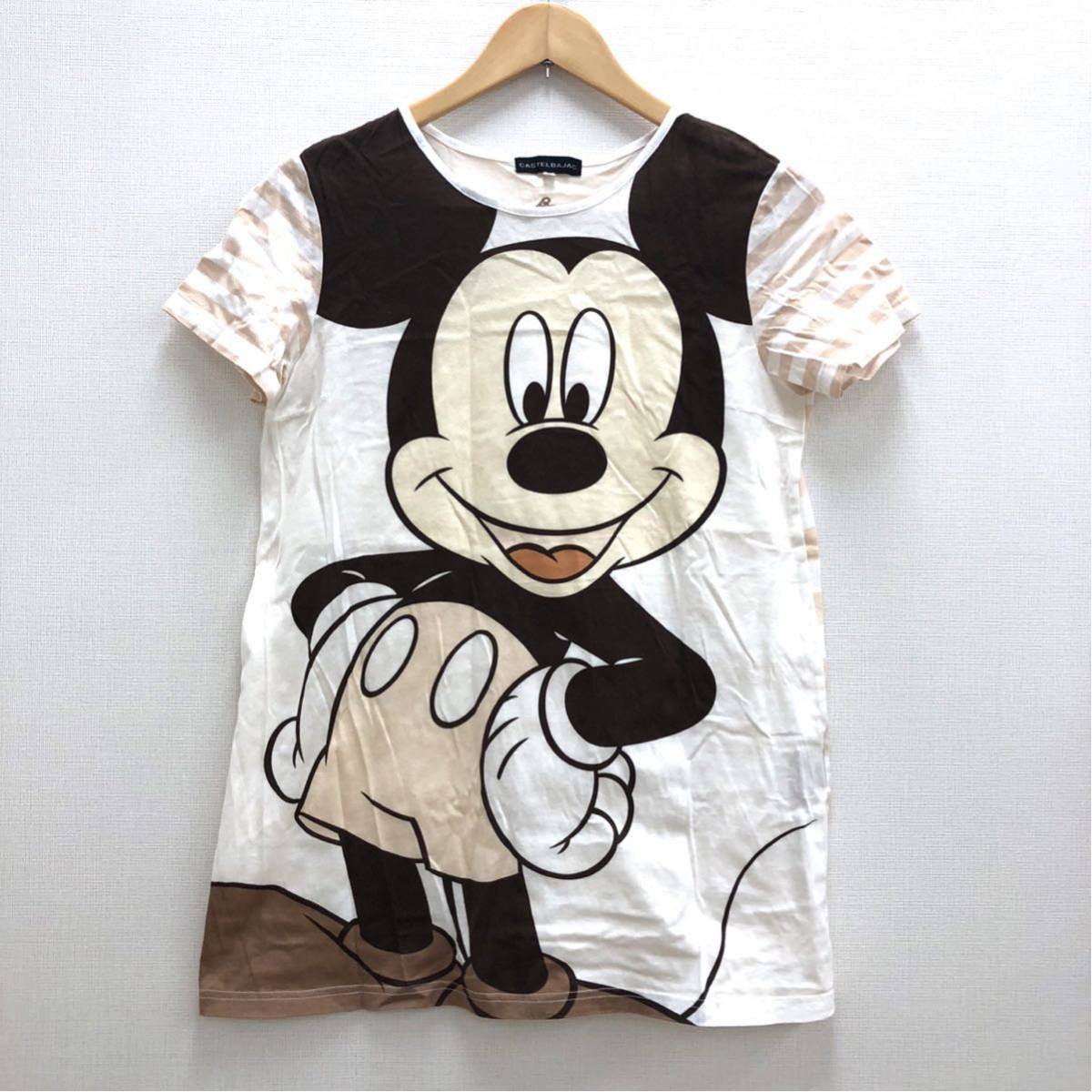 CASTELBAJAC カステルバジャック 半袖 Tシャツ Disney ディズニー ミッキーマウス ミッキー キャラクター キャラT ロンT ボーダー 古着_画像1