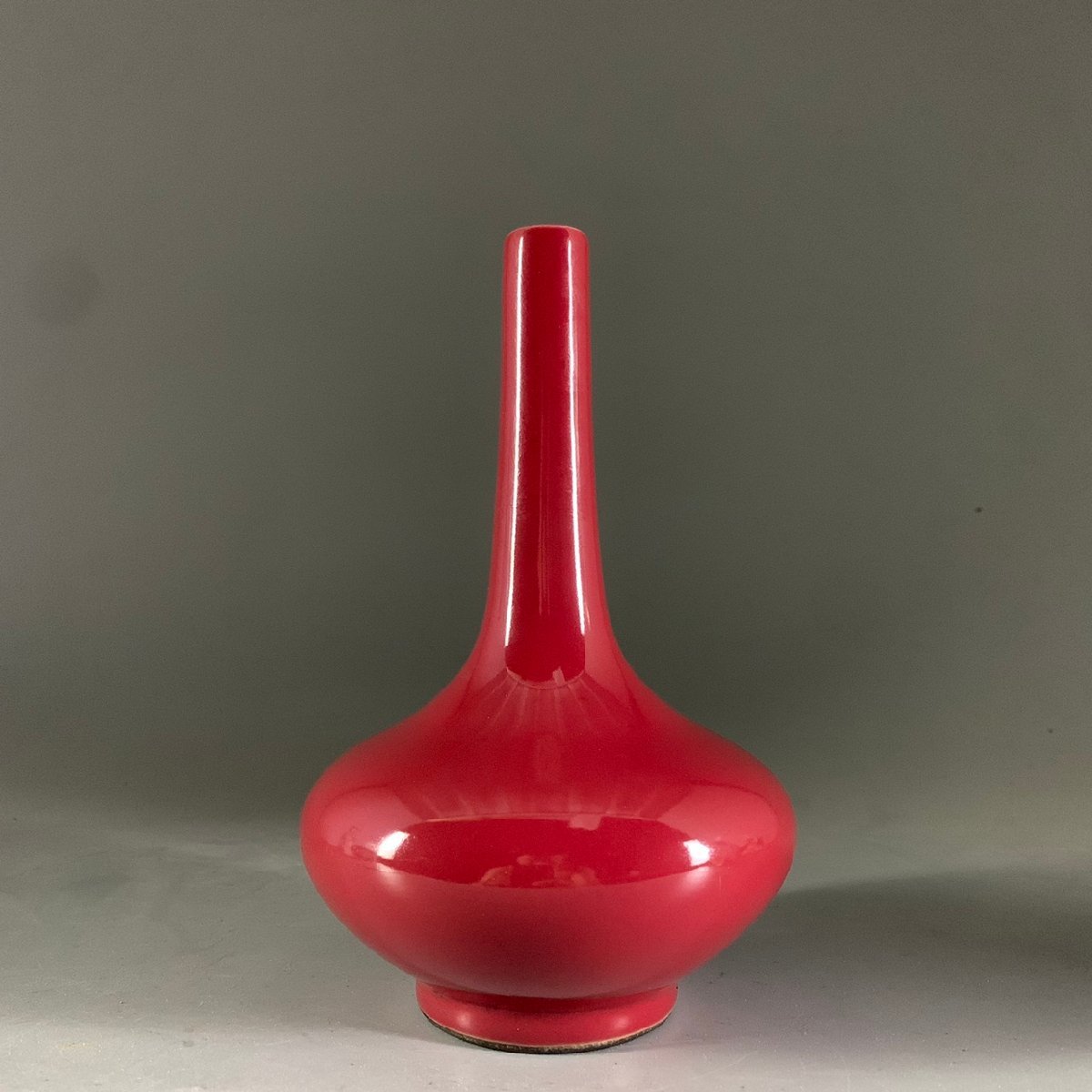 宅送] 陶磁器 観賞 カルミン赤釉胆瓶 大清雍正年製款 清時代 花瓶