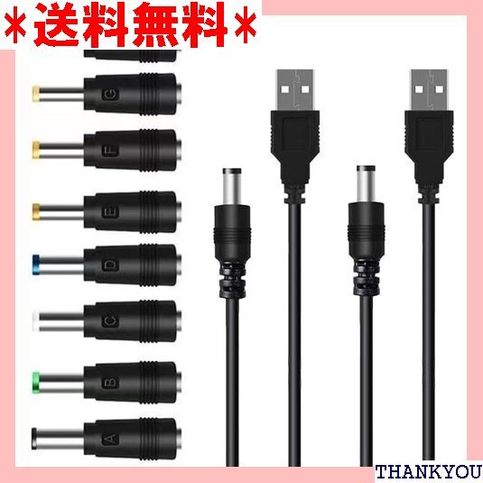 TJK USBケーブル セット 8 in 1*2 DC 4.4mm コネクタアダプタ ケーブル2本+8変換プラグ 532