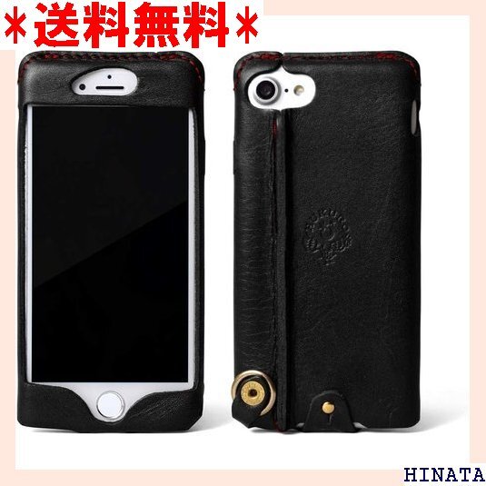HUKURO iPhone SE 第3・2世代 8 7 用 ケース 革 栃木レザー 左手持ち ブラック 赤糸 26