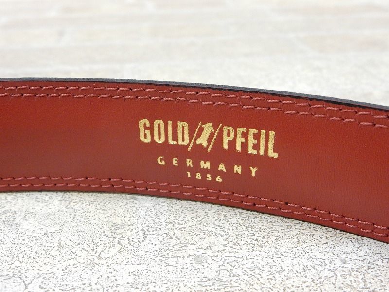 未使用品! GOLD PFEIL/ゴールドファイル 牛革 レザー ベルト/日本製 【6475y1】_画像4