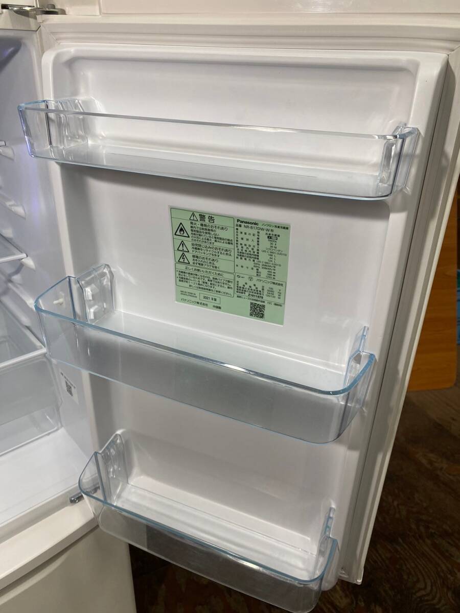 ▲3-55【動作品】パナソニック 168L 2ドア冷凍冷蔵庫 NR-B17DW-W 家電 2021年製 【引き取り歓迎】_画像7