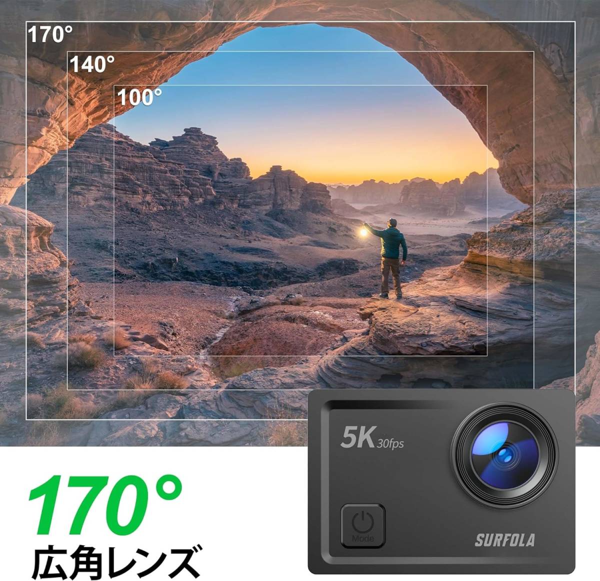 Surfola 5K 30FPS アクションカメラ 24MP解像度 WiFi搭載 マイク付属 EIS手ブレ補正 タッチパネル式 1350mAh大容量バッテリー2個付き_画像5