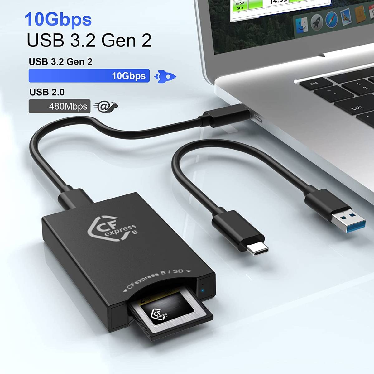 CFexpress SD カードリーダー USB C、デュアルスロットUSB 3.2 10Gbps Type Bカードリーダー_画像4