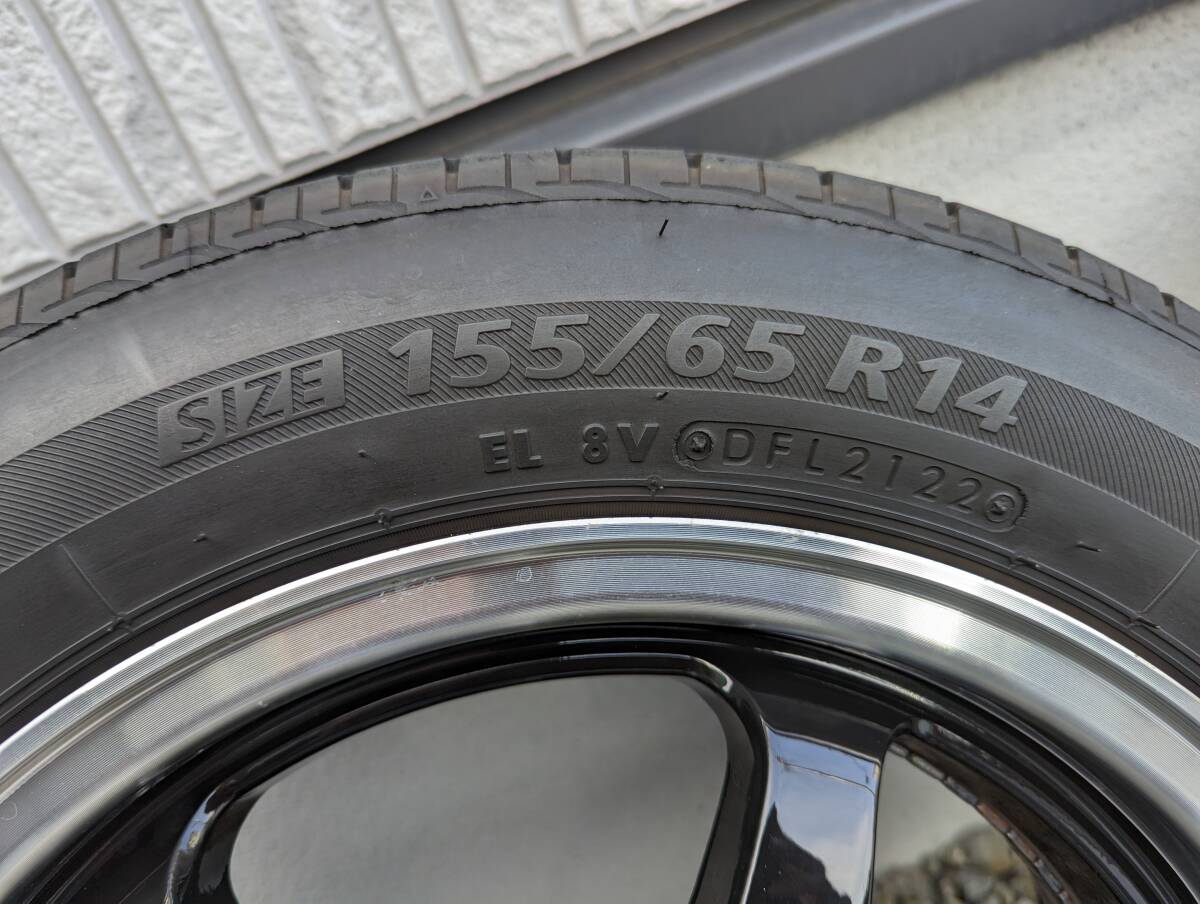 軽自動車　14インチ　タイヤホイールセット　ブリヂストンネクストリー　S-ホールド　155/65R14 2022年製タイヤ　バリ山！_画像6