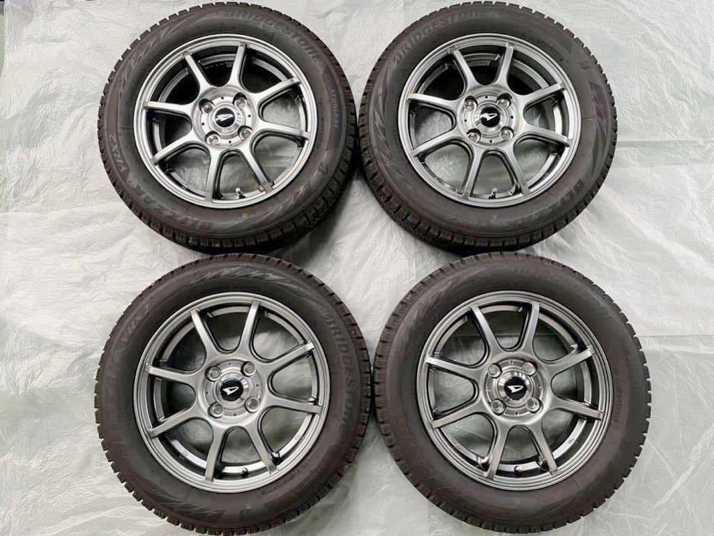 ブリヂストン ブリザック VRX2 スタッドレス 155/65R14 4本セット 14インチ 4.5J +45 100 4H アルミホイール付 BRIDGESTONE BLIZZAK S315_画像1