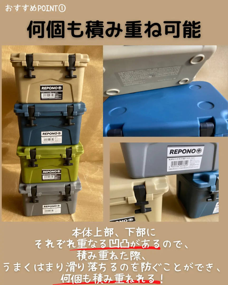 【新品未使用】クーラーボックス 型 ケース REPONO ダークカラー アースカラー イエティ YETI タンドラ ローディ BOX セリア 4色 セット_画像3