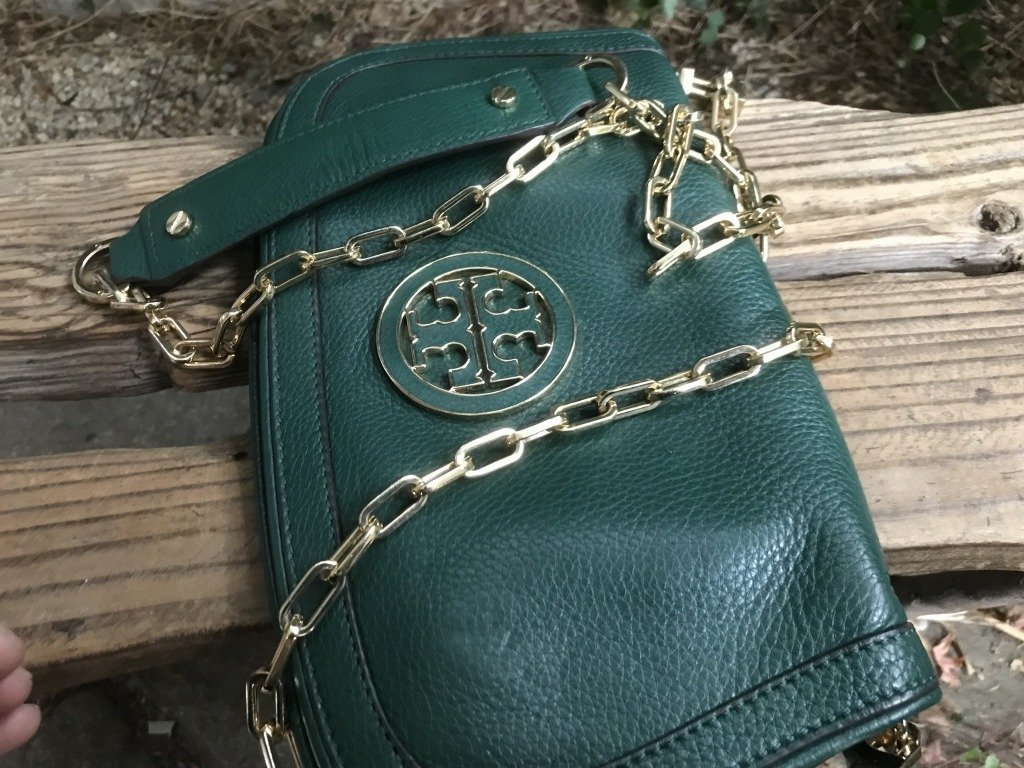 ★　　TORYBURCH　トリーバーチ　美USE　緑×金　レザー製　ショルダーバッグ　ポーチ　かばん　本革　ポシェット　ハンドバッグ_画像8