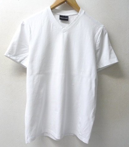 ◆EMPORIO ARMANI エンポリオアルマーニ　ストレッチ Vネック Tシャツ 白 サイズS 美　松本人志着 品質タグ欠品_画像1