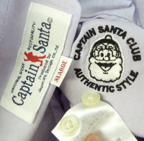 ◆CAPTAIN SANTA キャプテンサンタ キャラクター刺繍 ライトオックス 半袖 BD シャツ パープル系 美 サイズXL_画像5