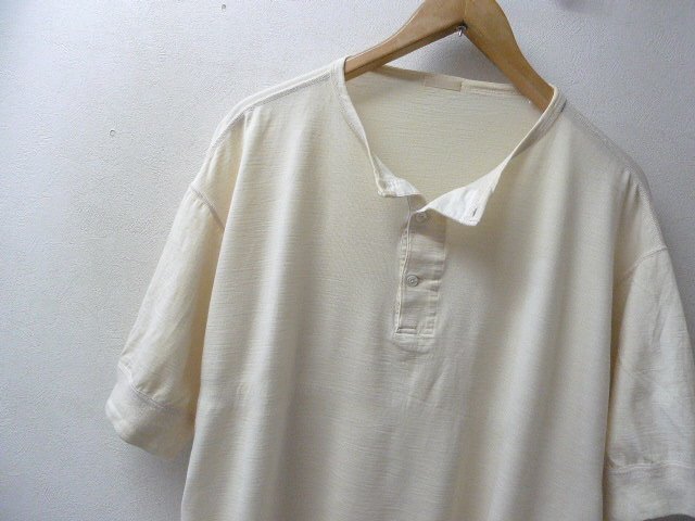 ◆COMOLI コモリ P01-05008 ウール ヘンリーネック ニット Tシャツ サイズ3 オフホワイト系　美_画像2