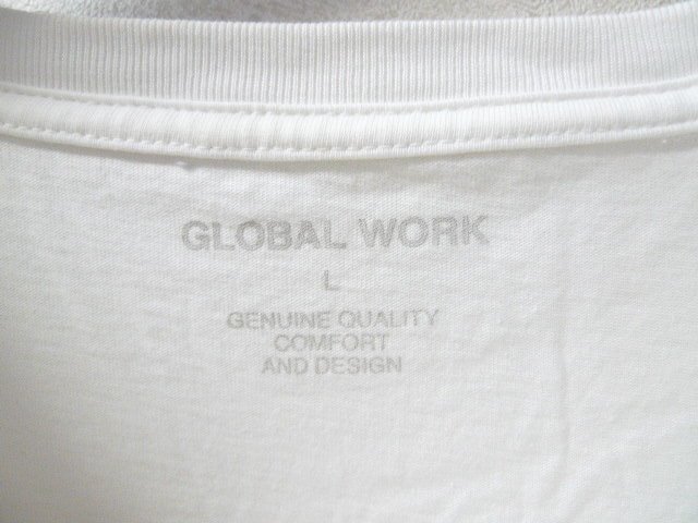 ◆GLOBAL WORK グローバルワーク クルーネック 無地 ベーシック カットソー ロンT Tシャツ 白 サイズL_画像2