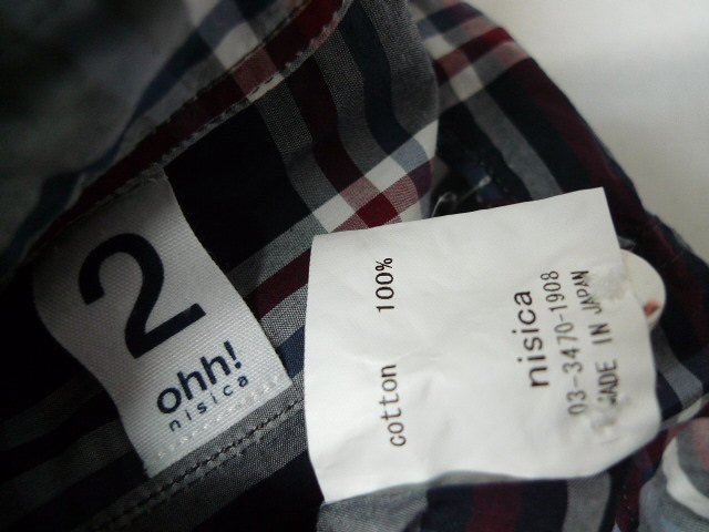 ◆nisica ニシカ マドラスチェック ポケット付き BD シャツ ネイビー サイズ2 近年モデル strato購入 美品_画像4