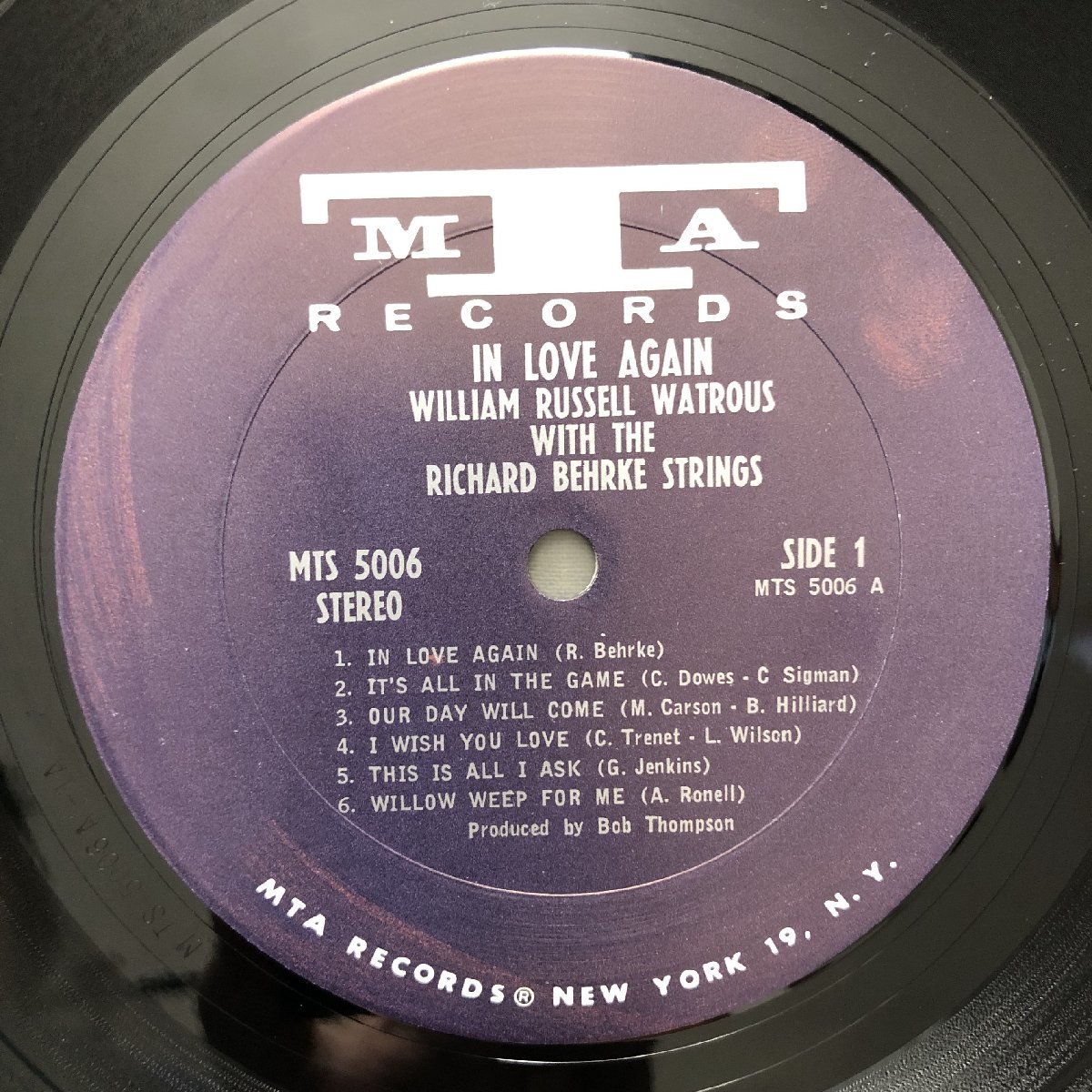 原信夫Collection 傷なし美盤 激レア 1968年 米国 本国初盤 William Russell Watrous LPレコード In Love Again_画像7