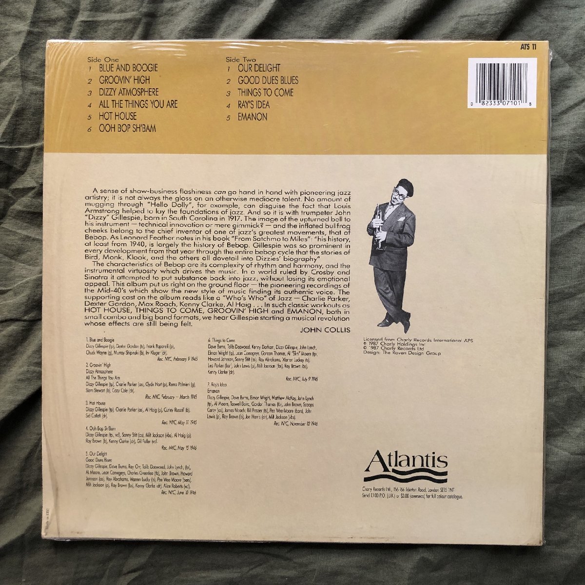 美盤 レア盤 1987年 英国盤 Dizzy Gillespie LPレコード Professor Bop: Dexter Gordon, Charlie Parker, Milt Jackson, Sonny Stitt_画像2