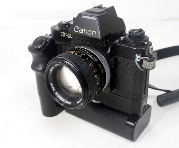 ★Canon/キャノン フィルム一眼レフカメラ F-1/モータードライブ/LENZ FD 50mm 1:1.4 S.S.C._画像1