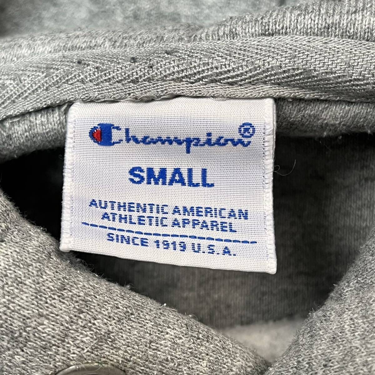 Champion チャンピオン スウェットパーカー プルオーバー 胸ロゴ 裏起毛 裏フリース コットン グレー レディース Sサイズ_画像4