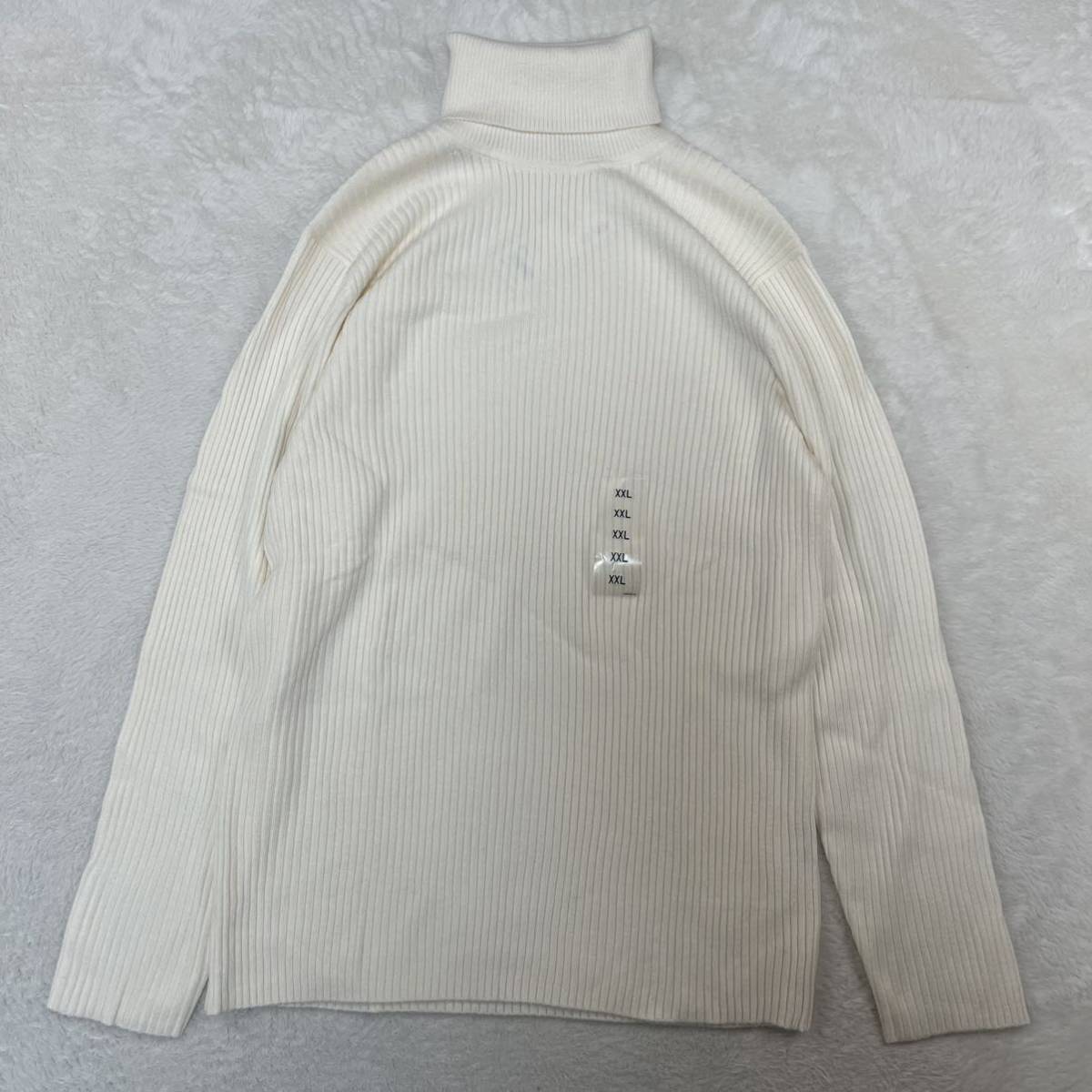 【新品 未使用 タグ付 3点セット】UNIQLO ユニクロ リブタートルネックセーター 351-421270 タートルニット ウール メンズ XLサイズ_画像2